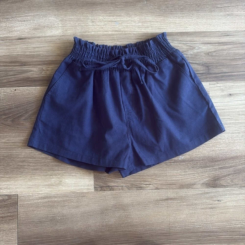 Mint Women's‎ Size Small Shorts Navy Blue Cotton Linen Blend  Vacation Resort - Picture 12 of 12